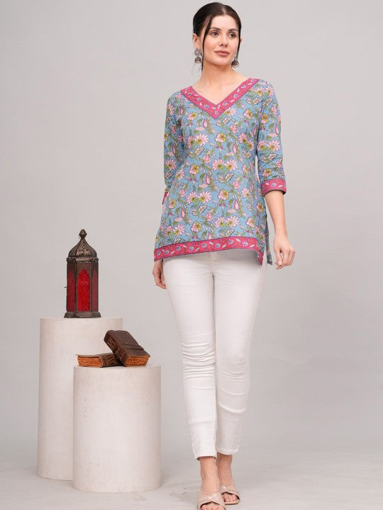 V neck short kurti
