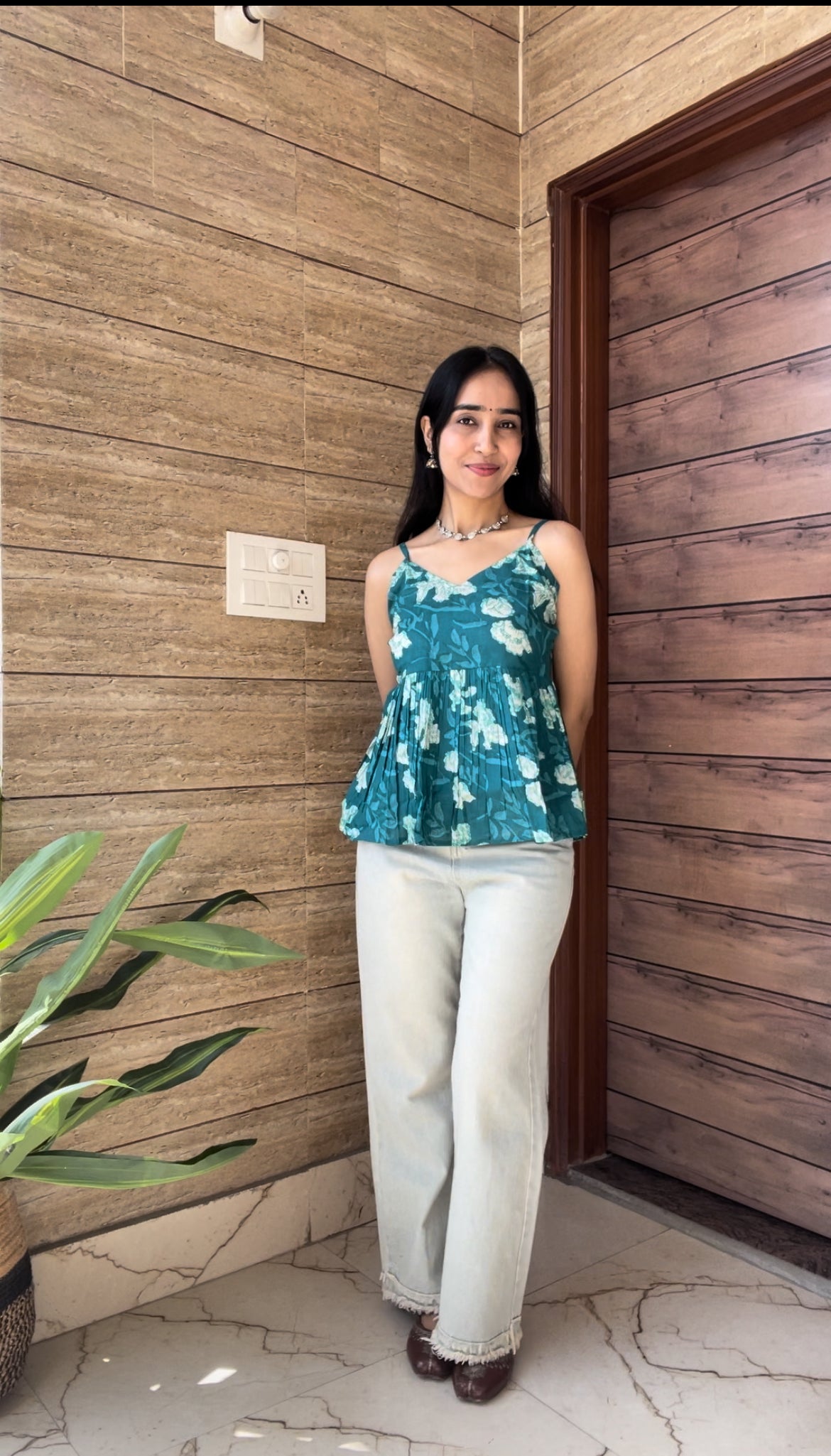Garden Strap Peplum Top