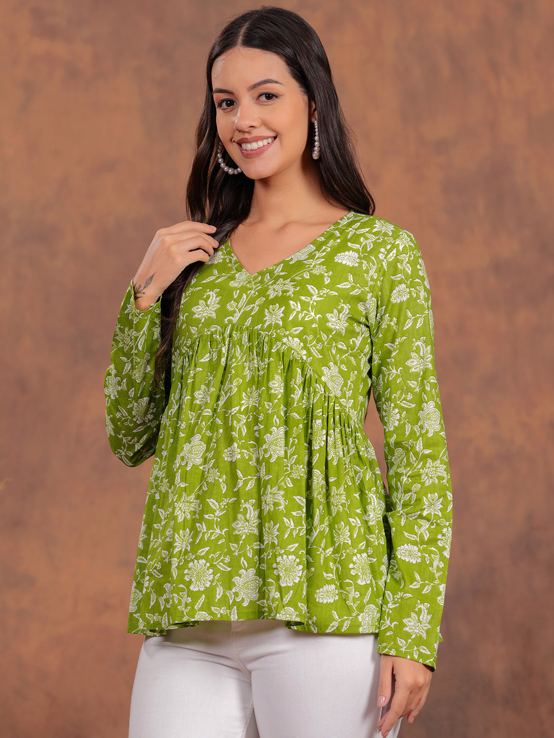 Green Full Peplum Top