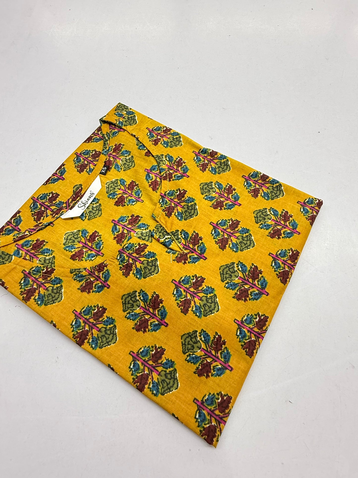 Yellow booti short kurti