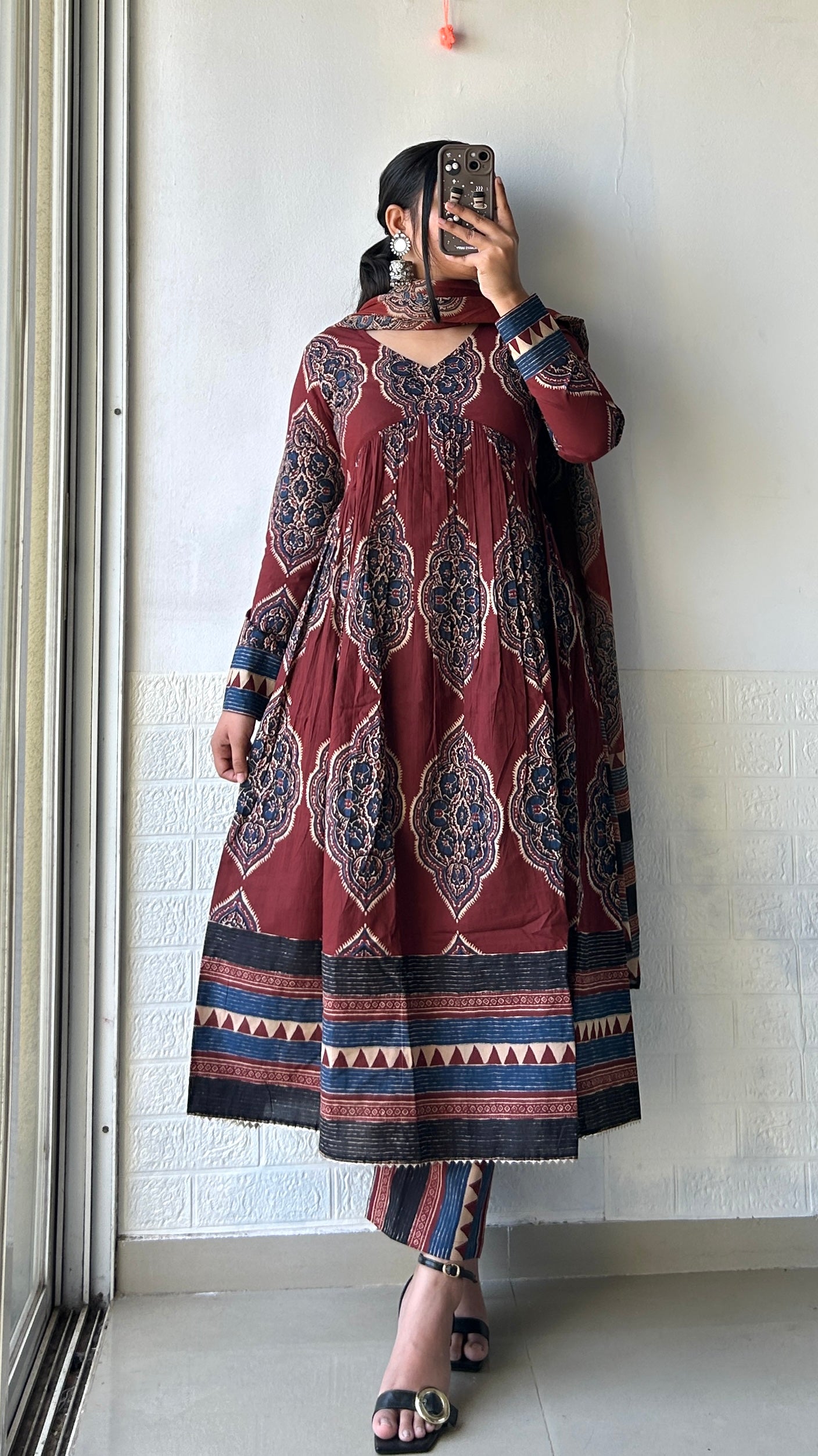 Royal Maroon Bohemian Print Suit Set