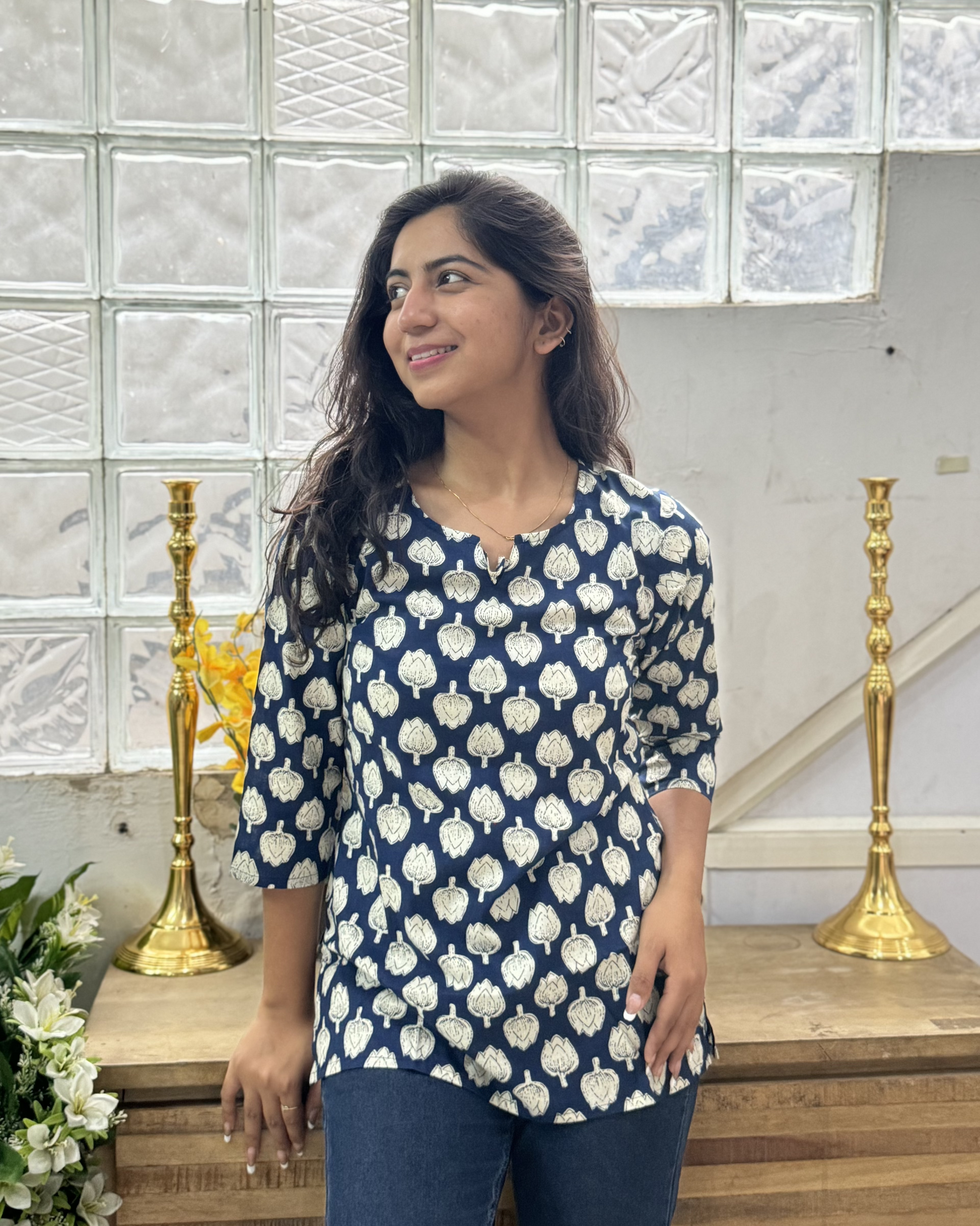 Blue Short Kurta(B/P)