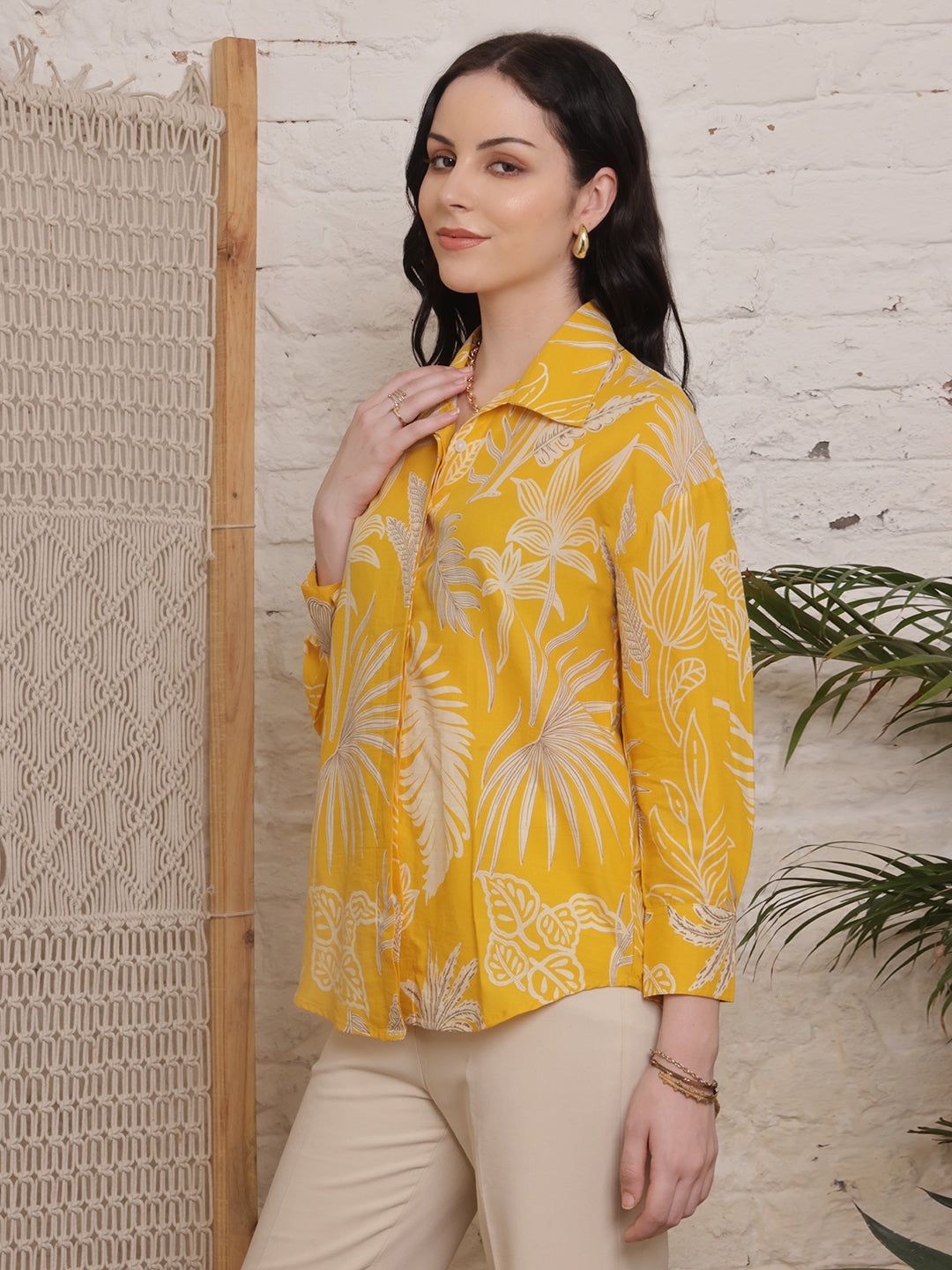 Sunburst Yellow Tropical Print Shirt
