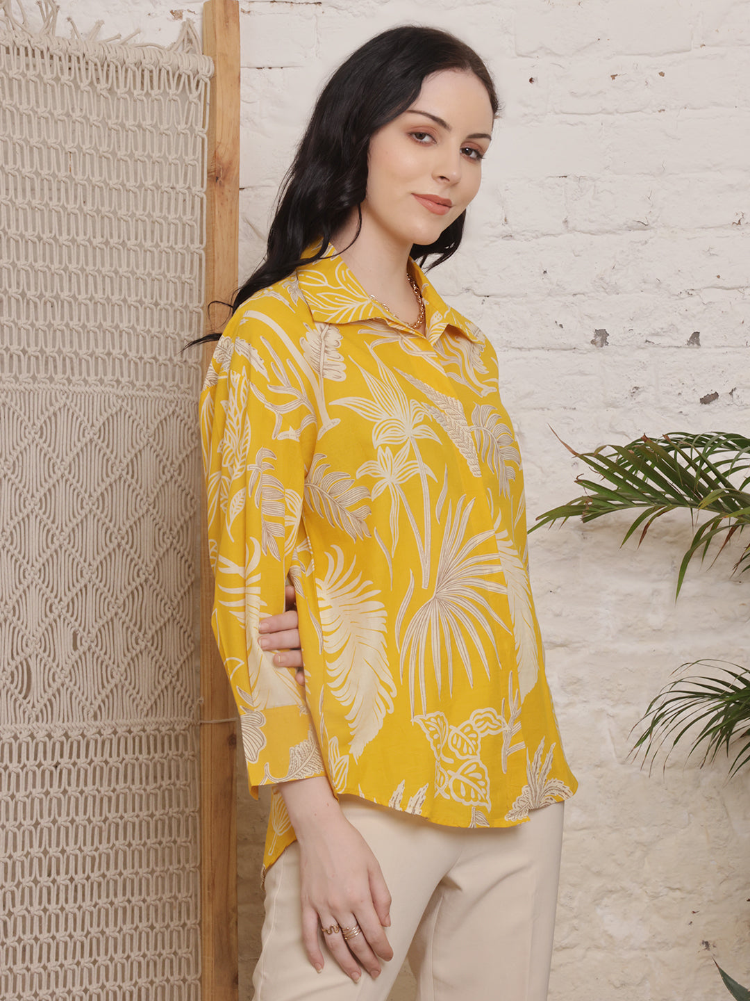 Sunburst Yellow Tropical Print Shirt