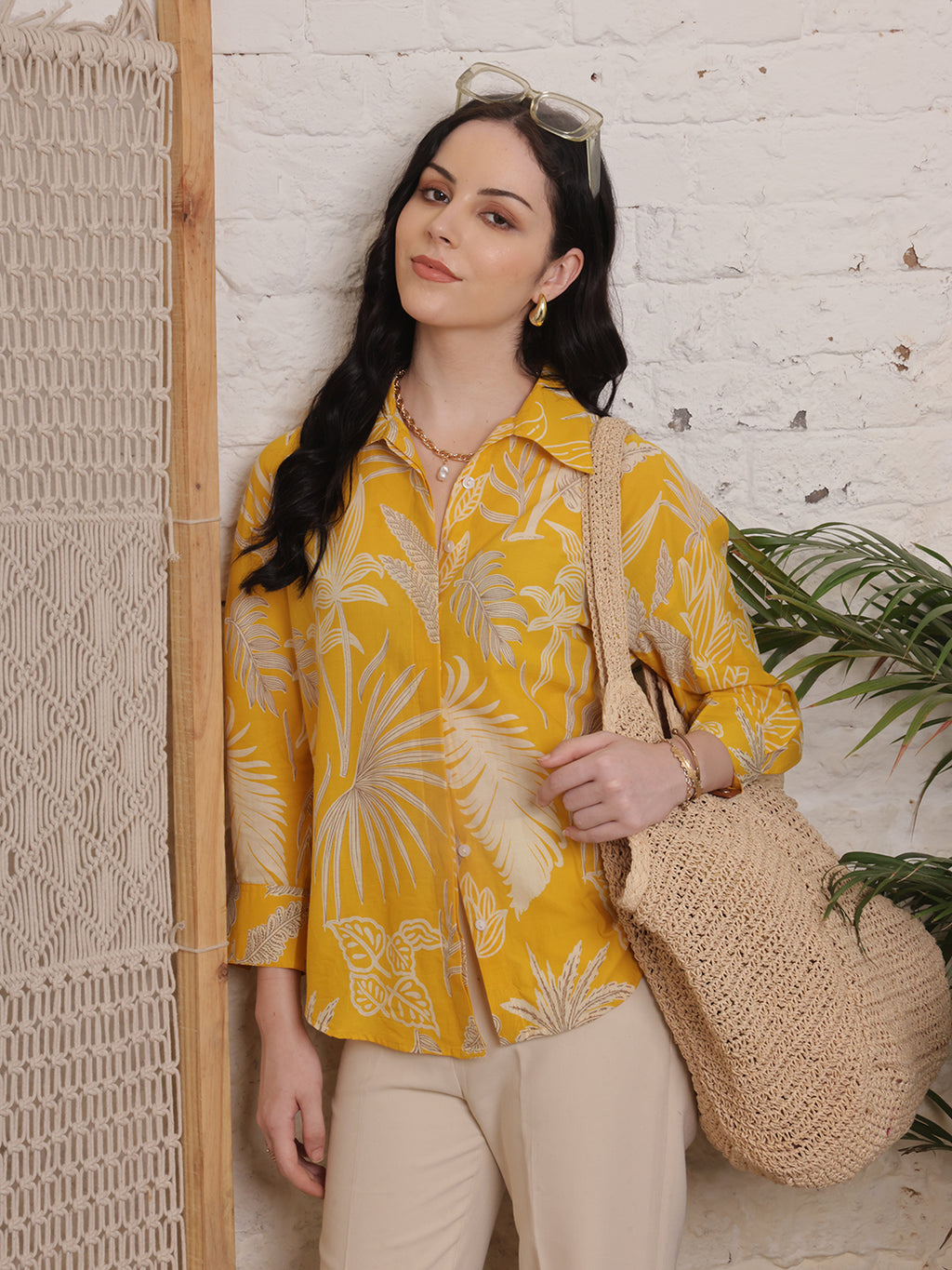 Sunburst Yellow Tropical Print Shirt