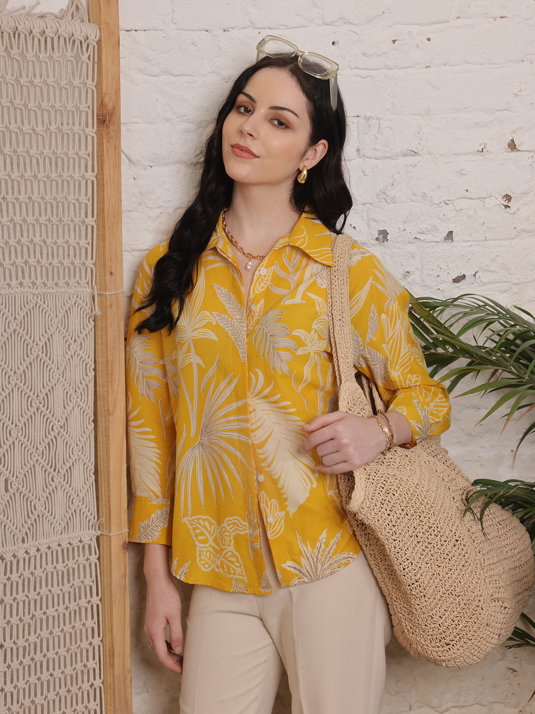 Sunburst Yellow Tropical Print Shirt