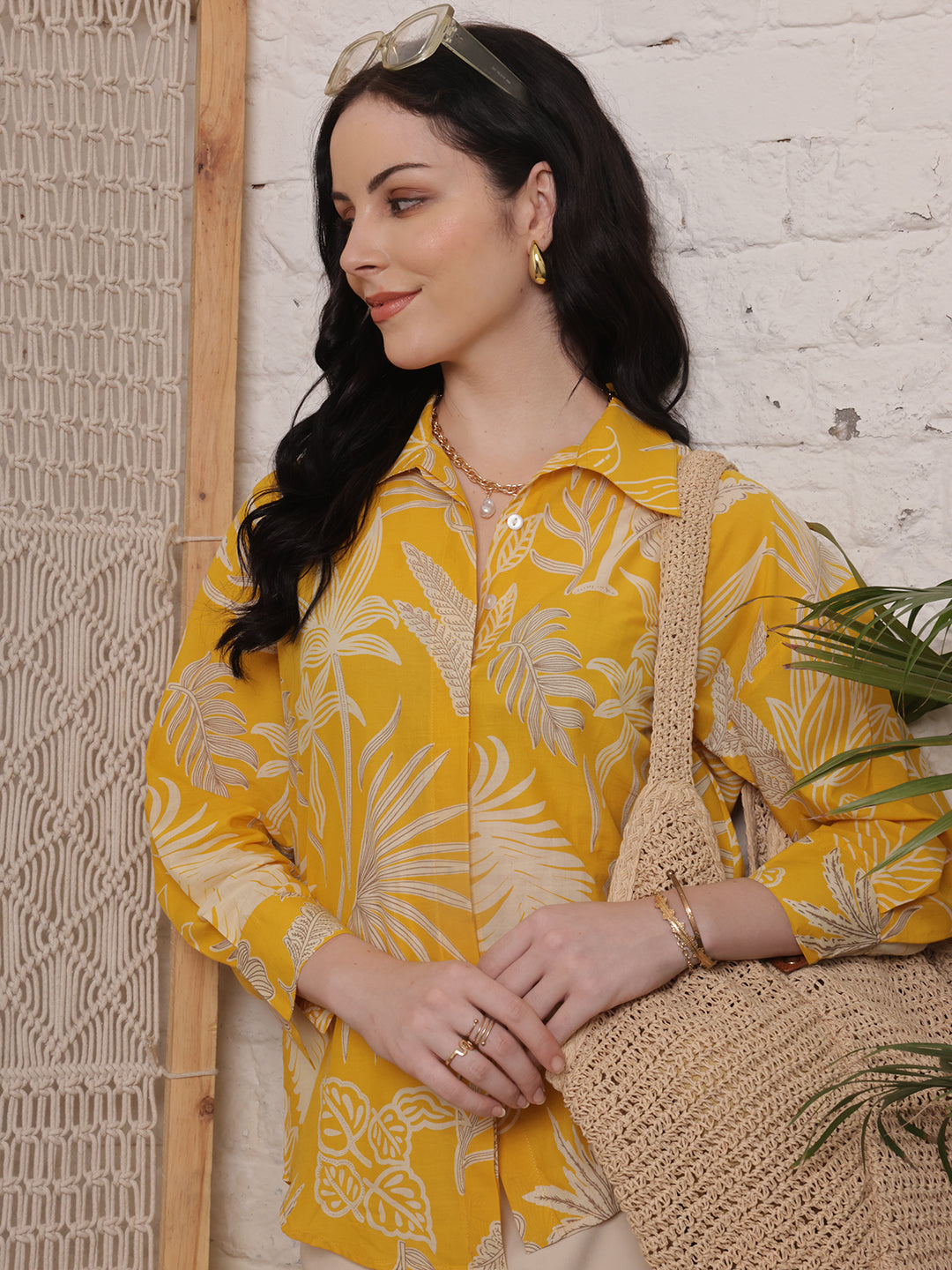 Sunburst Yellow Tropical Print Shirt