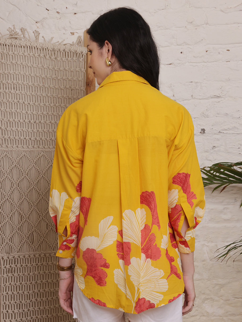 Sunset Bloom Mustard Floral Shirt