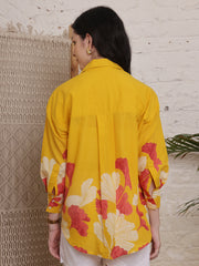 Sunset Bloom Mustard Floral Shirt
