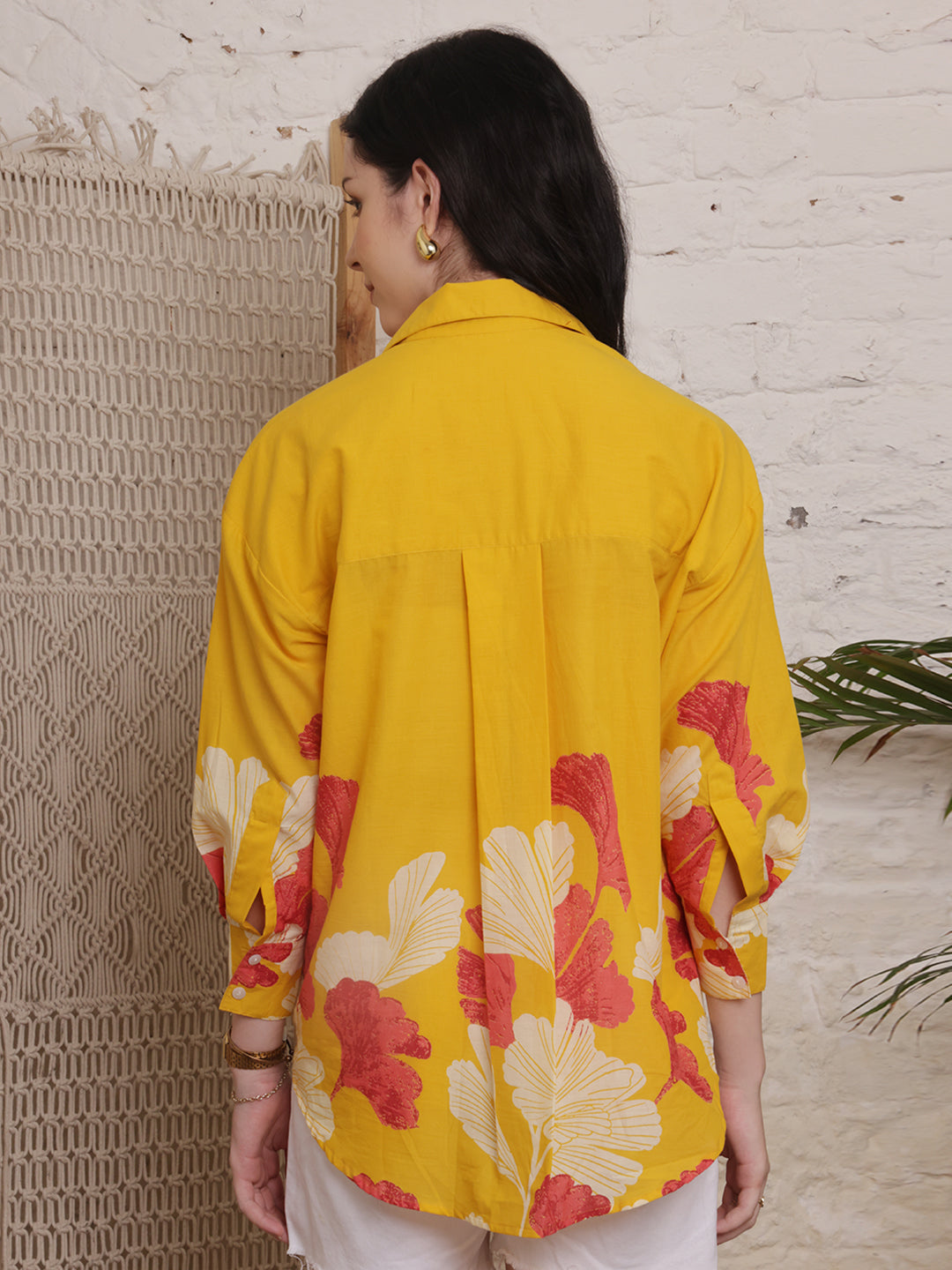 Sunset Bloom Mustard Floral Shirt