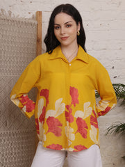 Sunset Bloom Mustard Floral Shirt