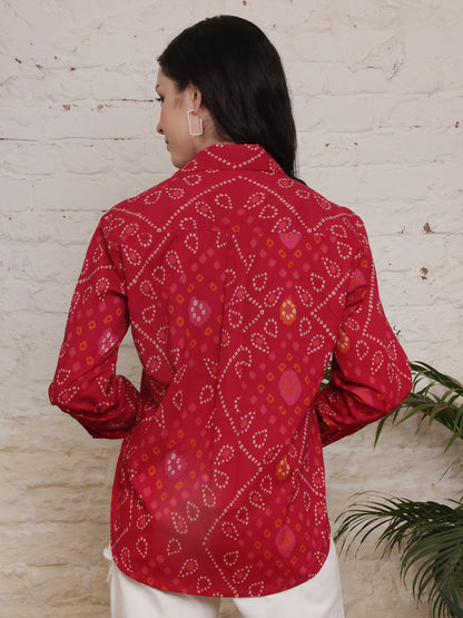 Crimson Mosaic Printed Shirt