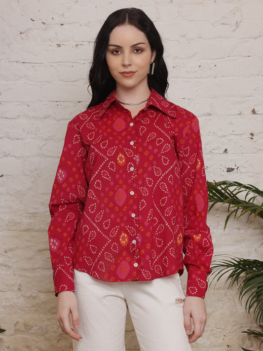 Crimson Mosaic Printed Shirt