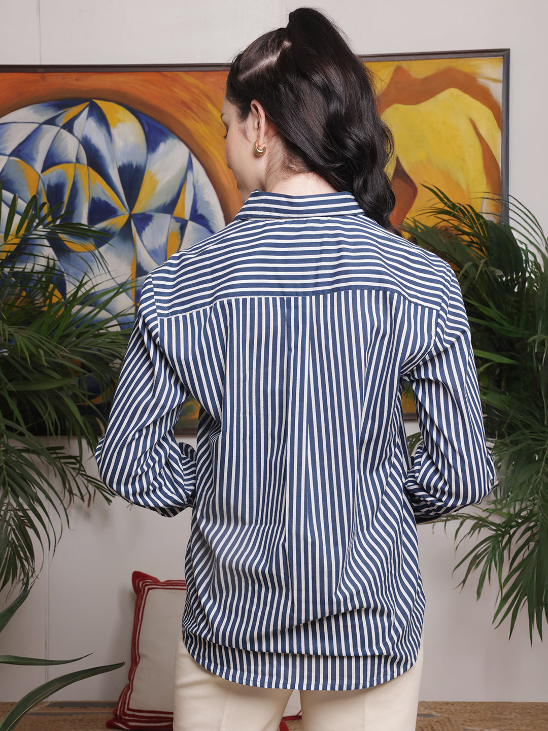 Navy Classic Stripe Cotton Shirt