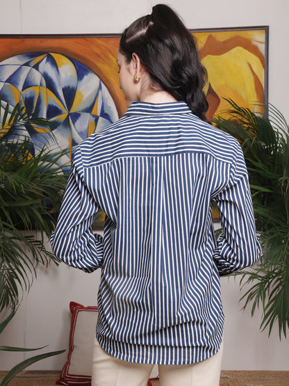 Navy Classic Stripe Cotton Shirt