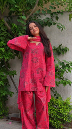 Crimson Pink Farshi Salwar Set With Dupatta