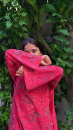 Crimson Pink Farshi Salwar Set With Dupatta