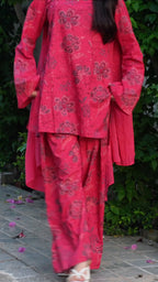 Crimson Pink Farshi Salwar Set With Dupatta