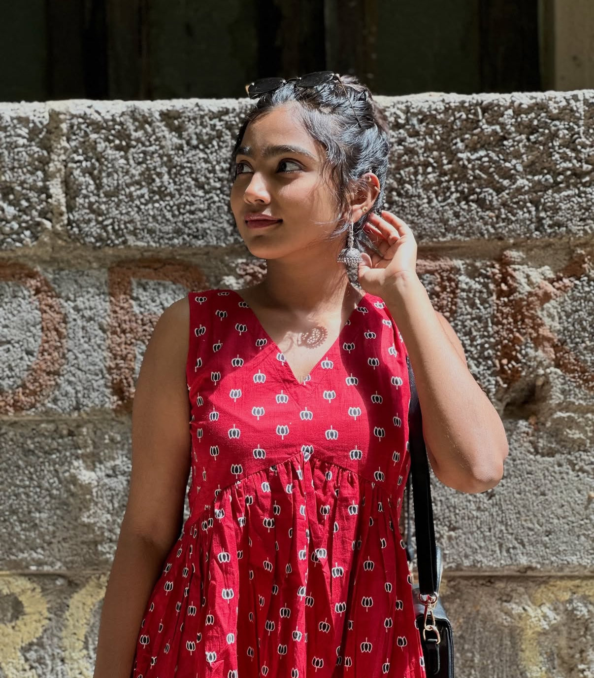 Red Lotus Sleeveless Peplum Top