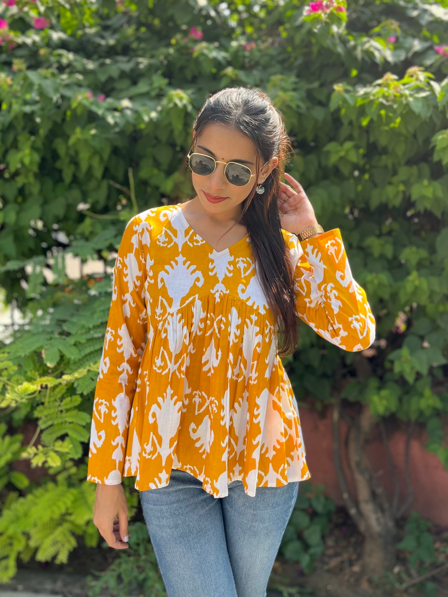 Golden Glow Peplum Top