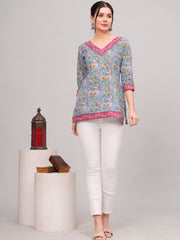 V neck short kurti