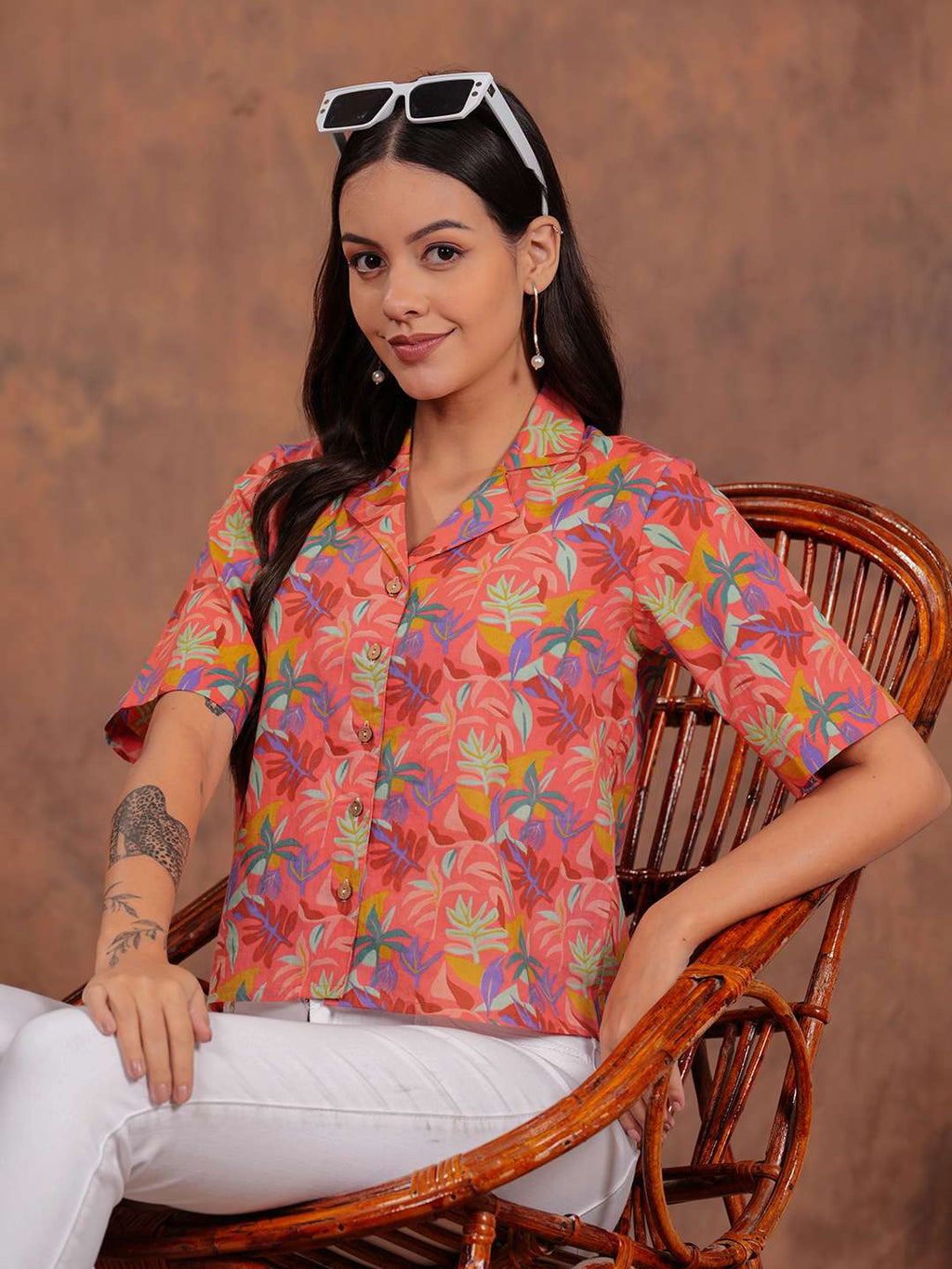 Peach Flower Crop Shirt