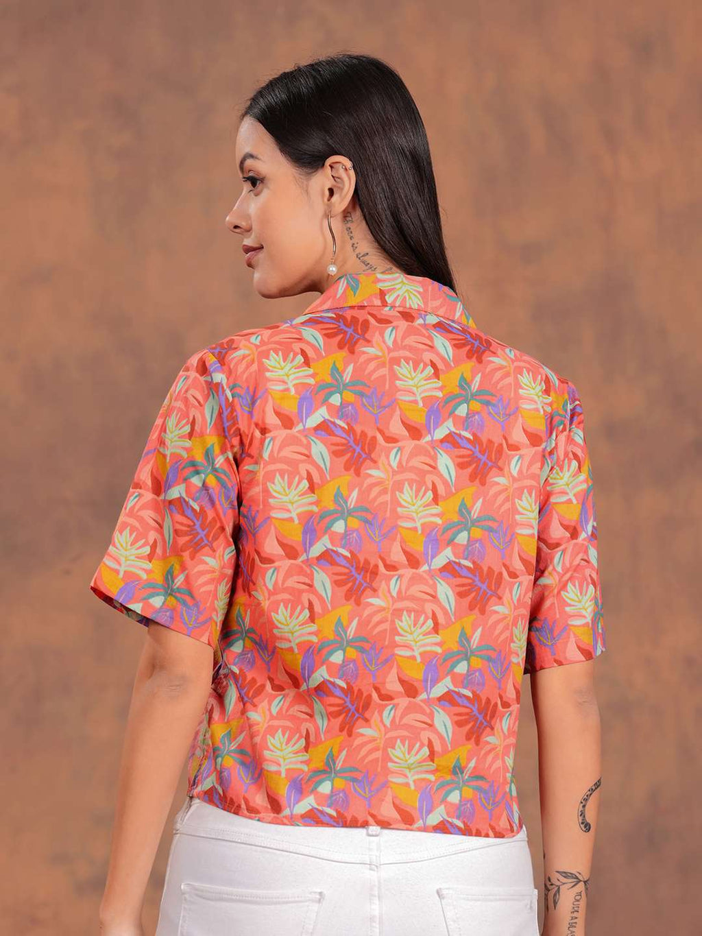 Peach Flower Crop Shirt