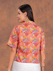 Peach Flower Crop Shirt