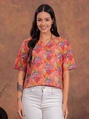 Peach Flower Crop Shirt