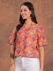 Peach Flower Crop Shirt