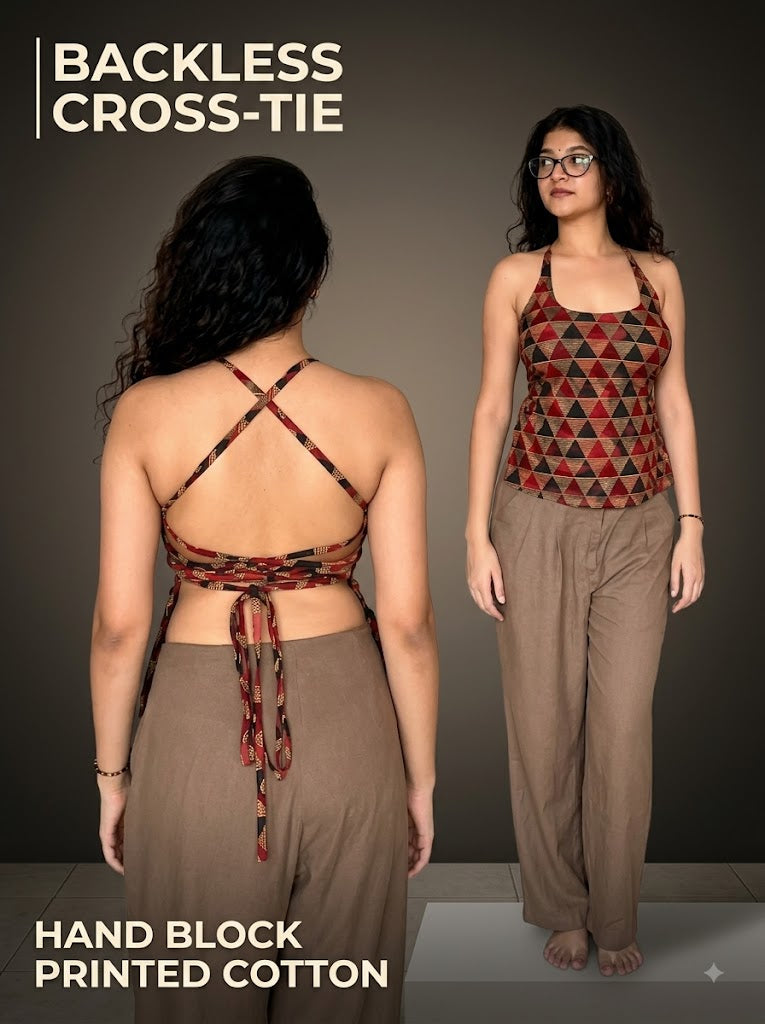 Crimson Geometric Baddie Kurti