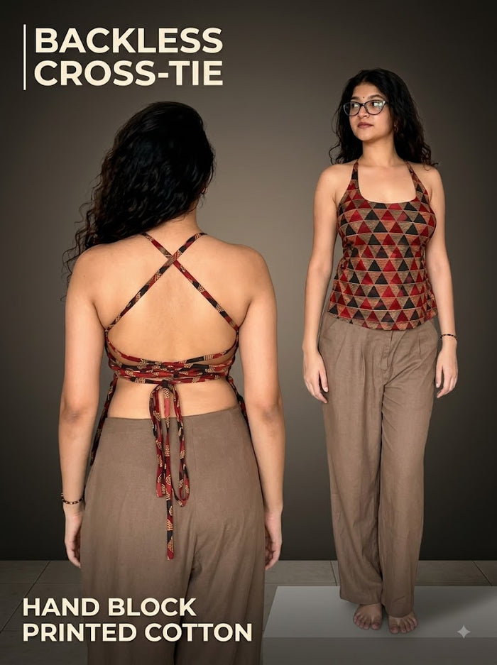 Crimson Geometric Baddie Kurti