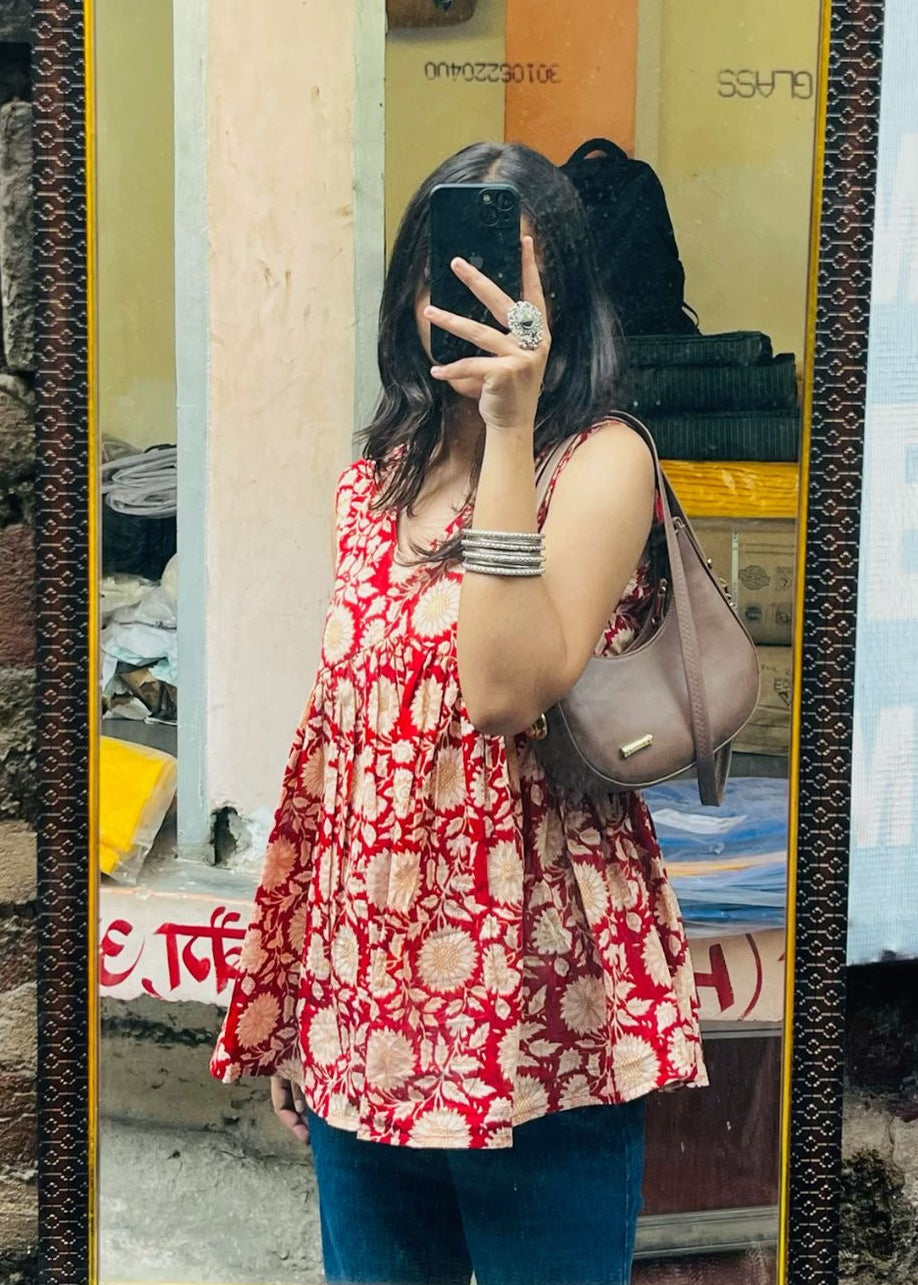 Sunflower Sleeveless Peplum Top