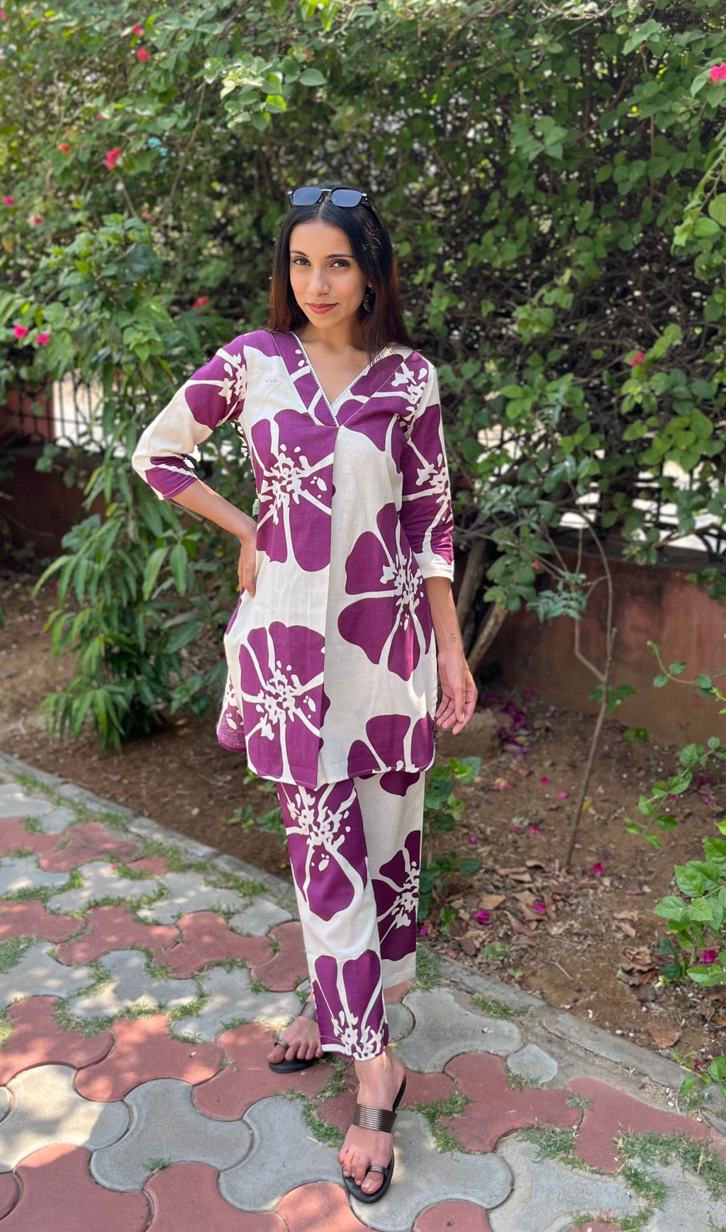 Khadi cotton Co-Ord Set(wine)