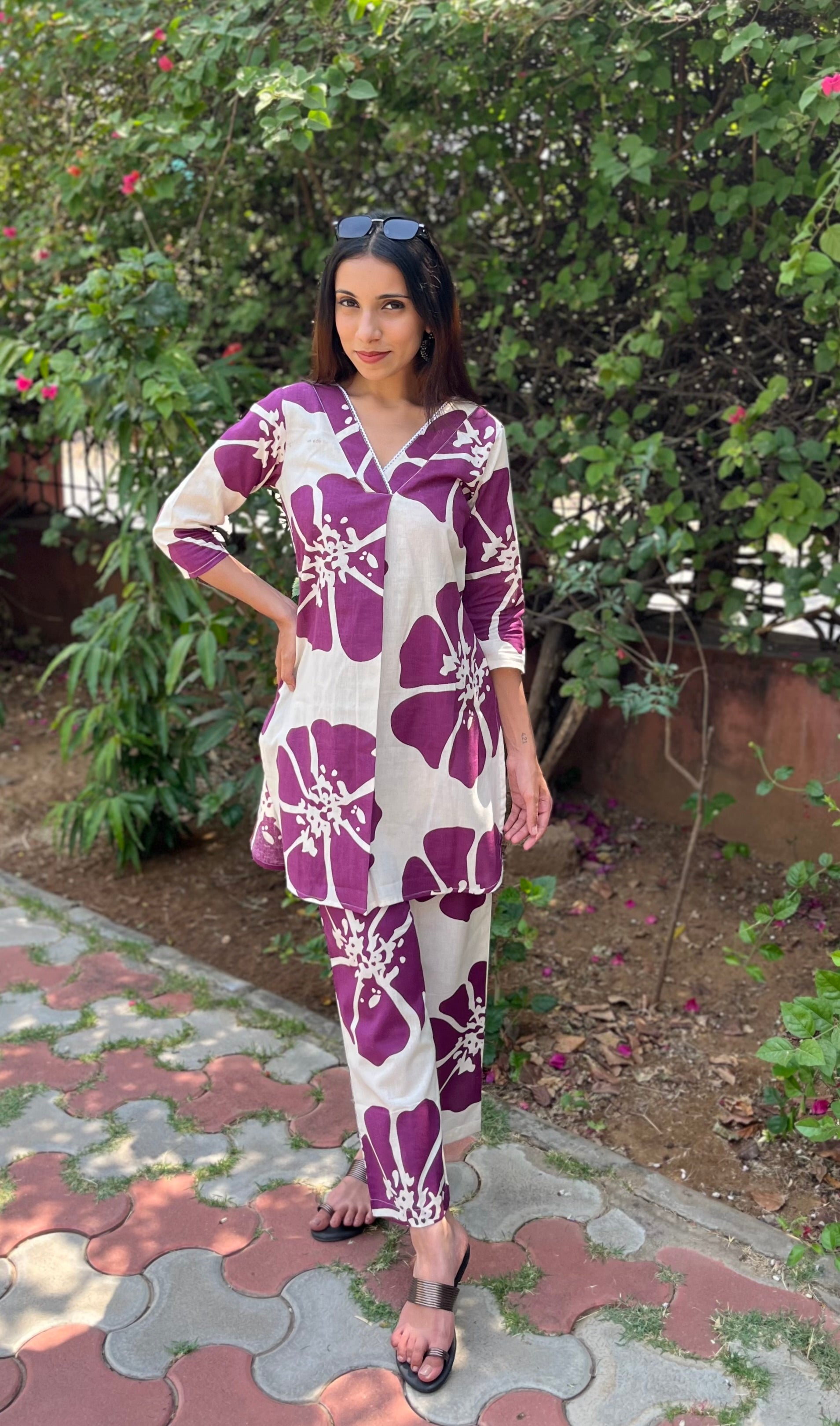 Khadi cotton Co-Ord Set(wine)