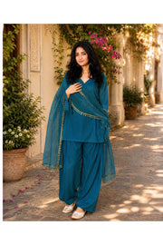 Regal Blue Farshi Salwar Set with Dupatta