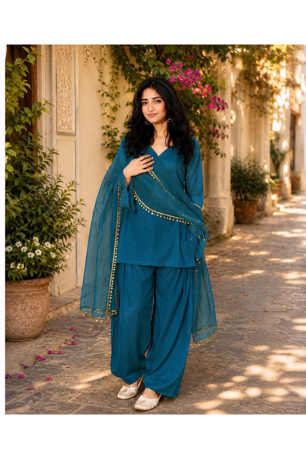 Regal Blue Farshi Salwar Set with Dupatta