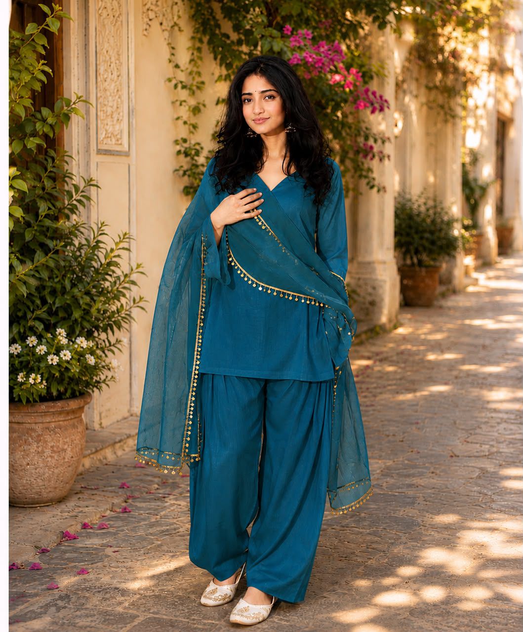 Regal Blue Farshi Salwar Set with Dupatta