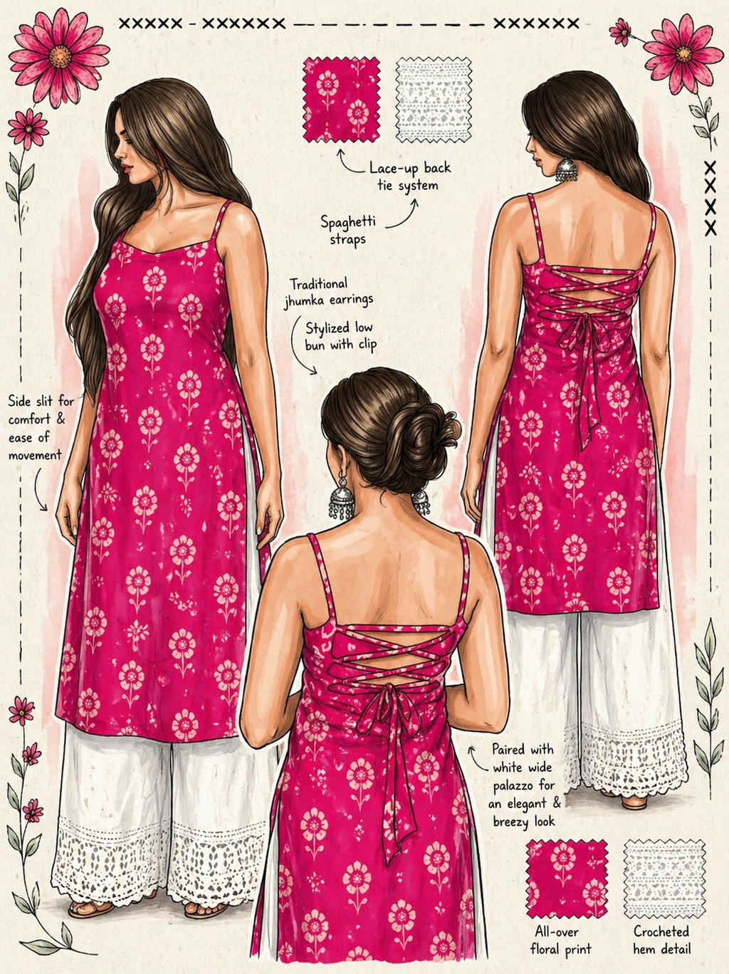 Pink Tie-Back Kurti