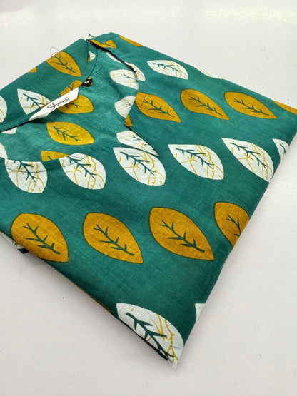 Green Leafy Short Kurta