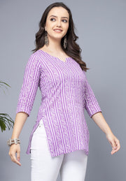 Shions Purple Women Printed Short kurti