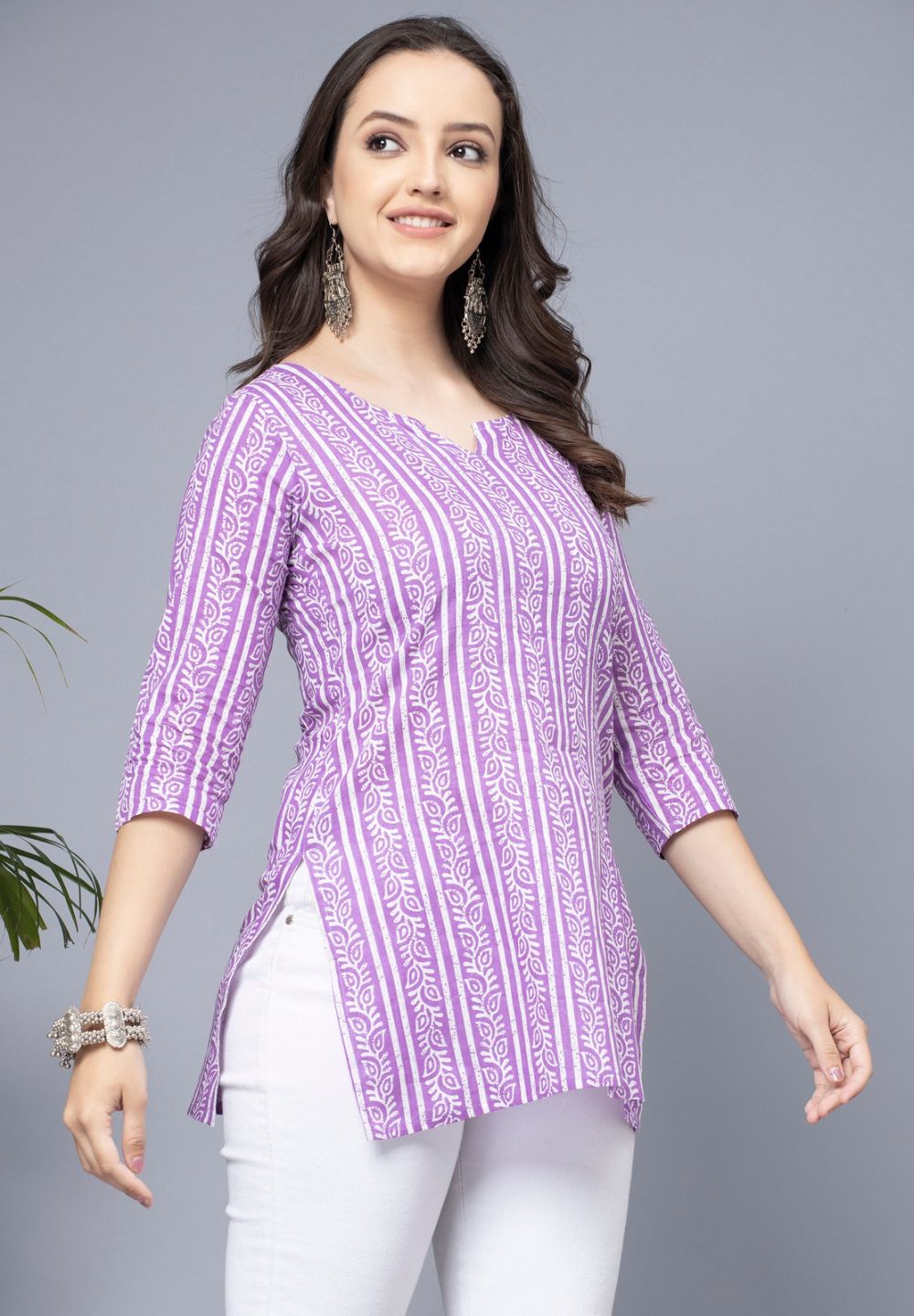 Shions Purple Women Printed Short kurti