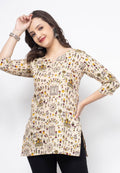 Shions Beige Women Printed Short kurti