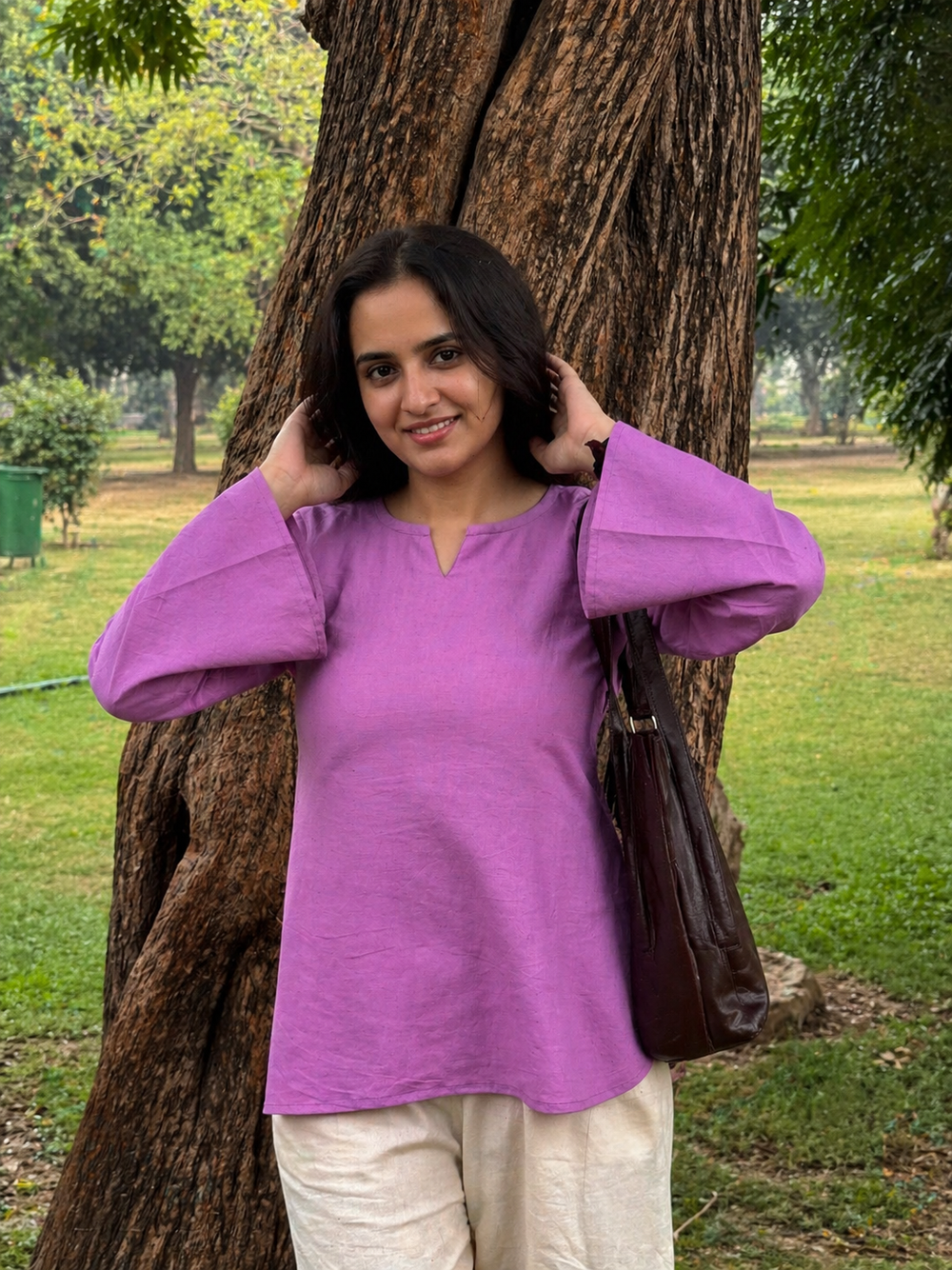 Purple Solid Work Wear Kurti