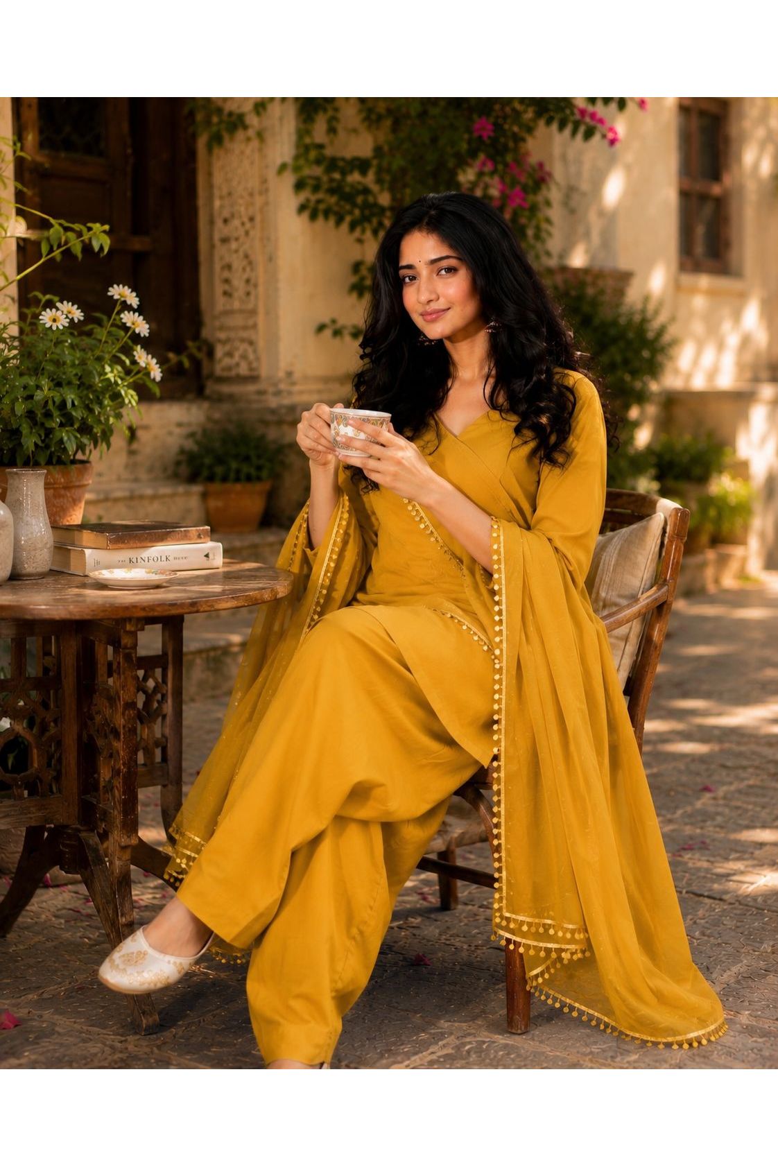 Yellow Farshi Salwar Set with Dupatta