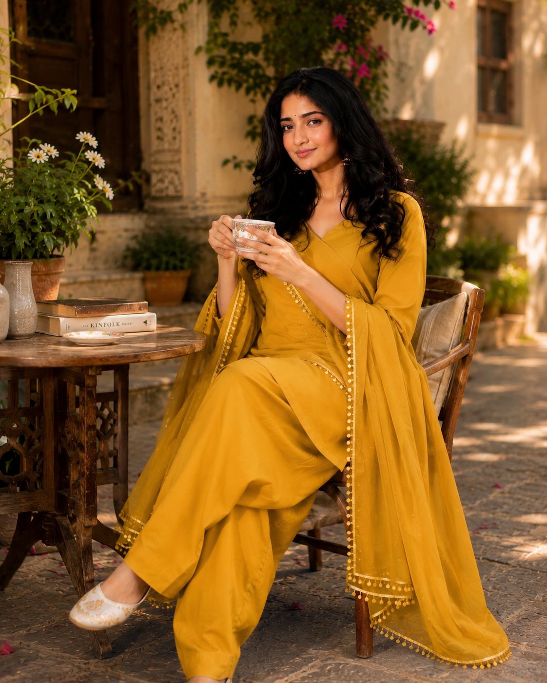 Yellow Farshi Salwar Set with Dupatta