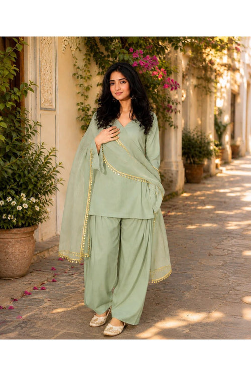 Sage Farshi Salwar Set with Dupatta