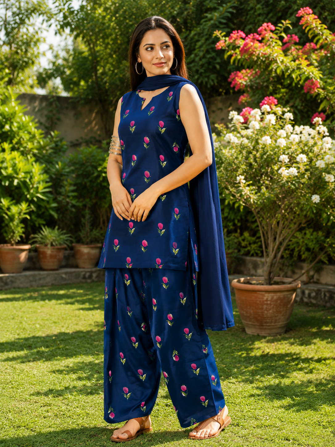 Bloom in Blue Farshi Salwar with Dupatta