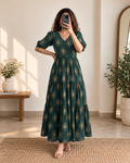 Green Motif Anarkali Dress