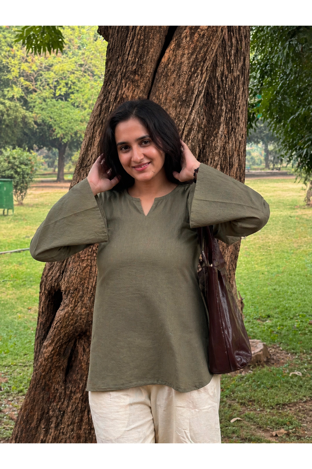 Grey Mood Solid Work Wear Kurti